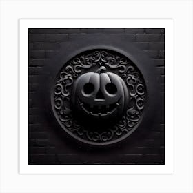 Halloween Pumpkin On A Brick Wall Art Print