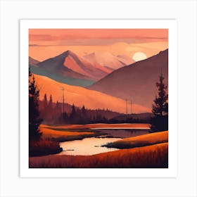 Sunset In The Mountains 1 Art Print