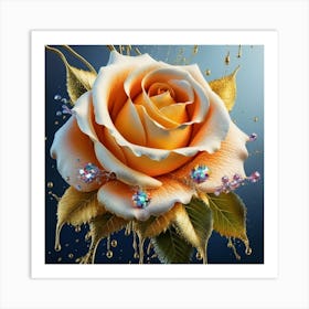 Gold plated white rose 4 Art Print