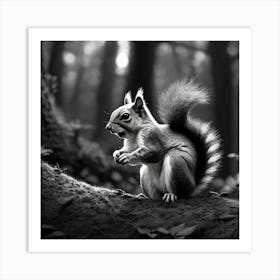 Black And White Squirrel 5 Art Print