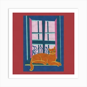 Matisse Inspired Open Window Cat Art Print 8 Art Print