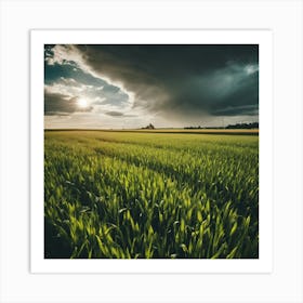 Storm Clouds Over A Field Art Print