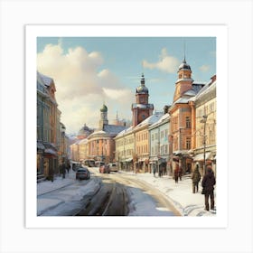 Winter Street art print Art Print