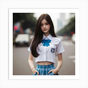 Asian Girl In School Uniform Art Print