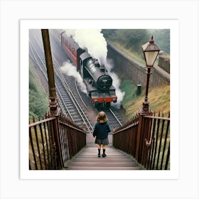 Little Girl On The Steps Art Print