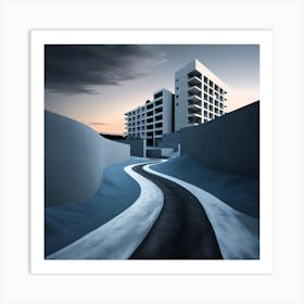 Synthetic road to the city Art Print