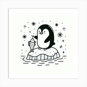 Line Art penguin Art Print