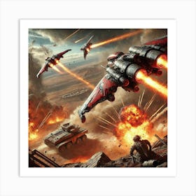 Flame Seraph Striking Martian Machinery Art Print