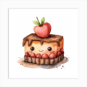 Kawaii Cake Cute Drawing Illustration Art Print