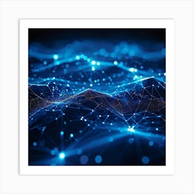 An Abstract Intricate Network Design Glowing With Intense Blue Astounding Waves Coursing Through C Art Print