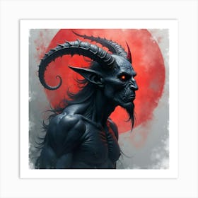 Demon In A Watercolor Black Magic Realm, Dark And Colorful 1 Art Print