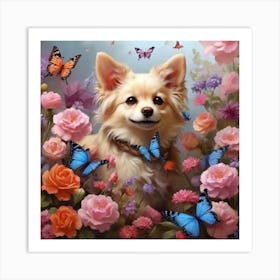 Chihuahua With Butterflies 1 Art Print