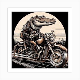 Alligator On A Motorcycle 2 Art Print