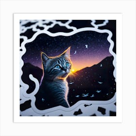 Cat Colored Sky (141) 1 Art Print