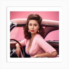 Vintage Himanee Bhatia In Pink a Car Art Print