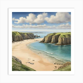 Picture Of Barafundle Bay Beach Pembrokeshire Wales 0 Art Print