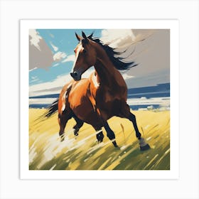 Horse Running In The Field 3 Art Print