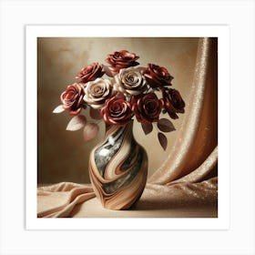 Roses In A Marble Vase 3 Art Print