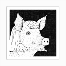 Pig In A Wig Square Art Print