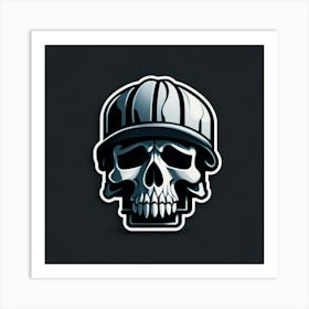 Skull Sticker With A Cap Silver (43) Art Print