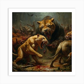 Tiger Fight 3 Art Print