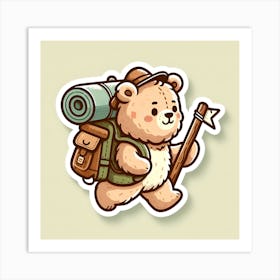 Teddy Bear With Backpack Art Print