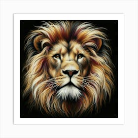 Lion Head painting in pastel 1 Art Print