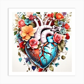 Heart With Flowers Art Print