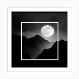 Full Moon Over Mountains 1 Art Print