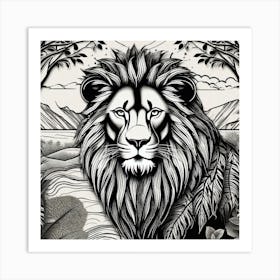 Lion In The Forest 36 Art Print