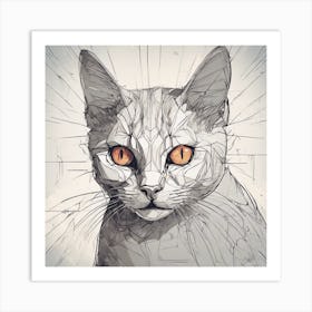 Abstract Cat Drawing Art Print