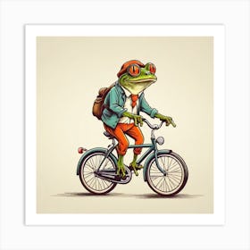 Frog Riding A Bicycle Art Print