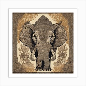Elephant In Buddhist Temple Art Print