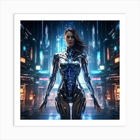 Artificial Intelligence Embodied In A Sleek Futuristic Cybernetic Figure Stands At The Center Of A (5) Art Print