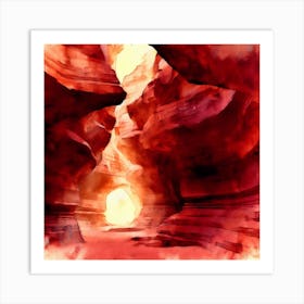 Watercolor Of A Canyon Watercolor Painting Art Print