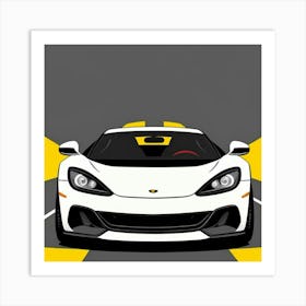 Bold Racing Stripes on Sleek Sports Car Art Print