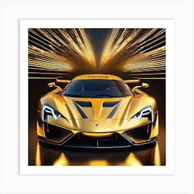 Golden Supercar 3 Art Print