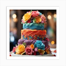 Colorful Wedding Cake Art Print