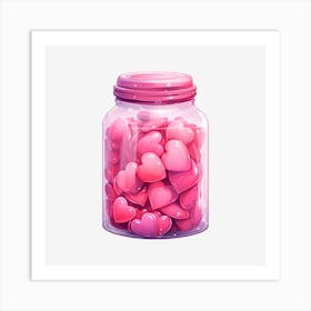 Pink Hearts In A Jar 11 Art Print