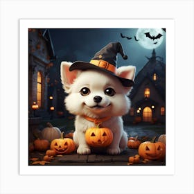 Cute Dog In Halloween Costume Art Print