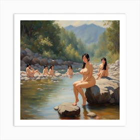 Nude Women In The River 1 Art Print