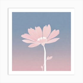A White And Pink Flower In Minimalist Style Square Composition 524 Art Print