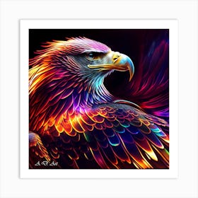 High Quality Art A Beautifully Designed Eagle in Neon Colors Art Print