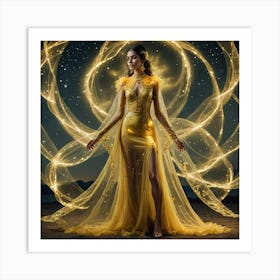 FUTURISTIC FEMALE FASHION YELLOW Art Print