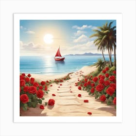 Roses On The Beach 6 Art Print