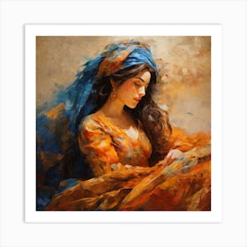 Woman with long hair 1 Art Print