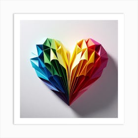 Rainbow Origami Heart Art Print