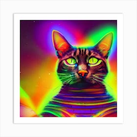 Psychedelic Cat 6 Art Print