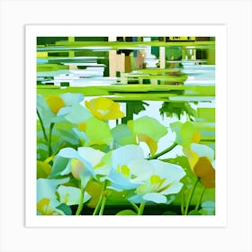 Flowers by the Lake Art Print