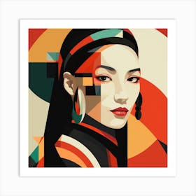 Abstract Bauhaus Mongolian Woman 04 Art Print